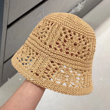 Korean Solid Color Knitted Bucket Hat