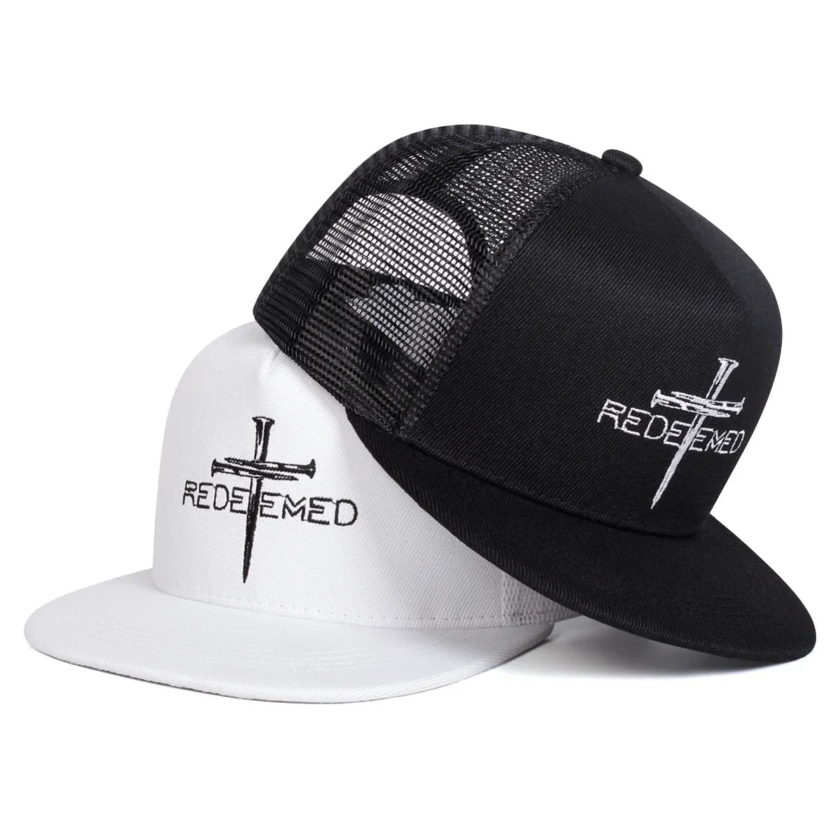 REDEEMED Cross Embroidery Casual Snapback Cap