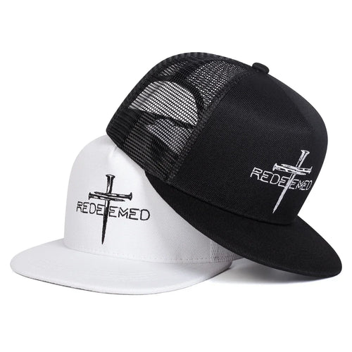 REDEEMED Cross Embroidery Casual Snapback Cap