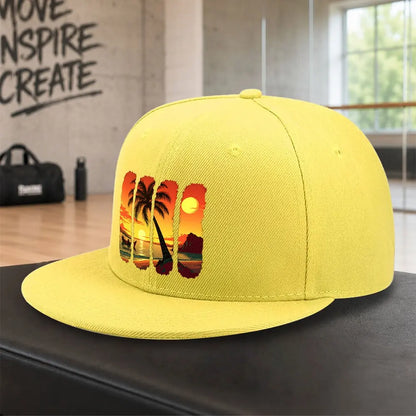 Tropical Beach Sunset Landscape Snapback Cap