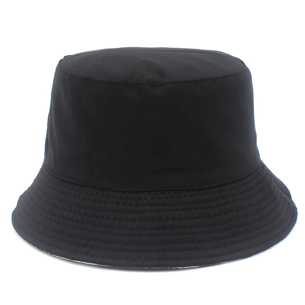 Bucket Hats Double Sided Black Fisherman Hat