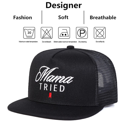 Unisex Mama Tried Embroidered Mesh Snapback Cap