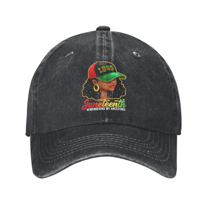 Juneteenth Black Periodic Distressed Washed Baseball Cap