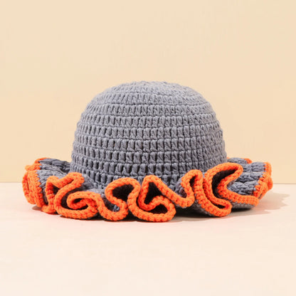 Women Multi Color Crochet Ruffle Fisherman Hat