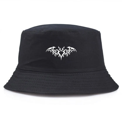 Y2K Tribal Bat Print Vintage Bucket Hat
