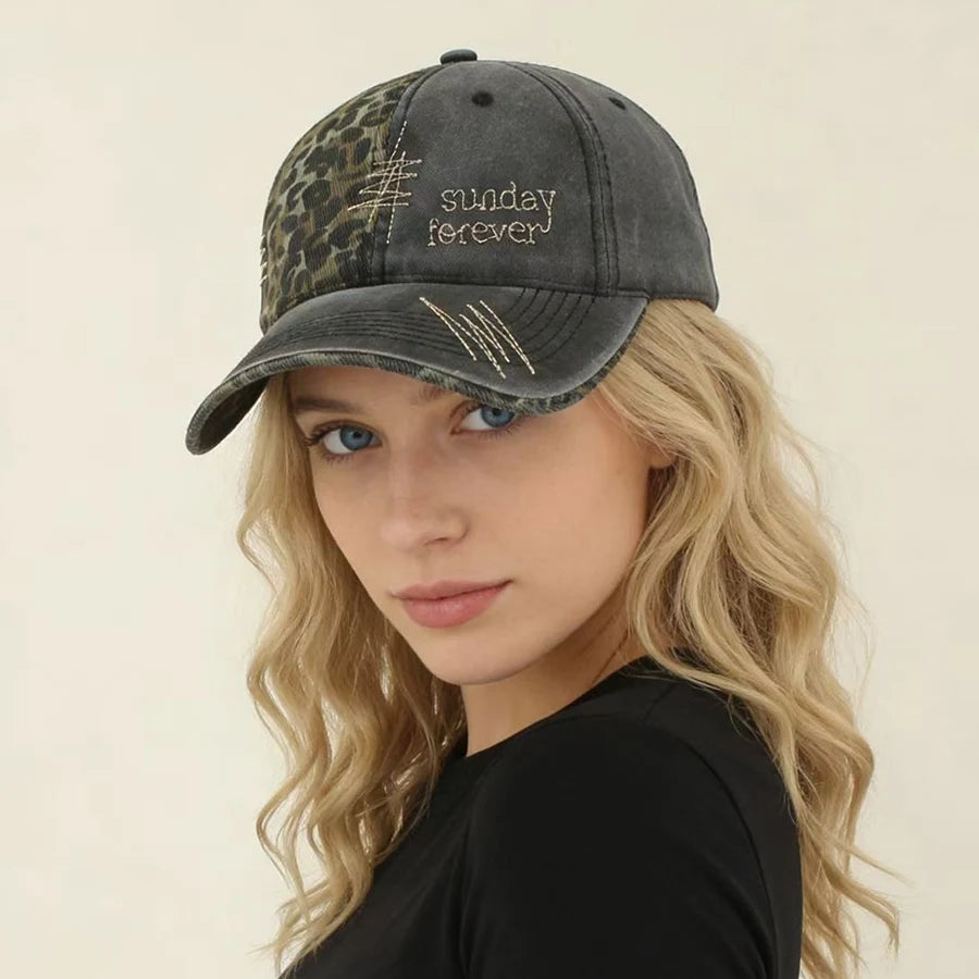 Leopard Patchwork Letter Snapback Baseball Cap