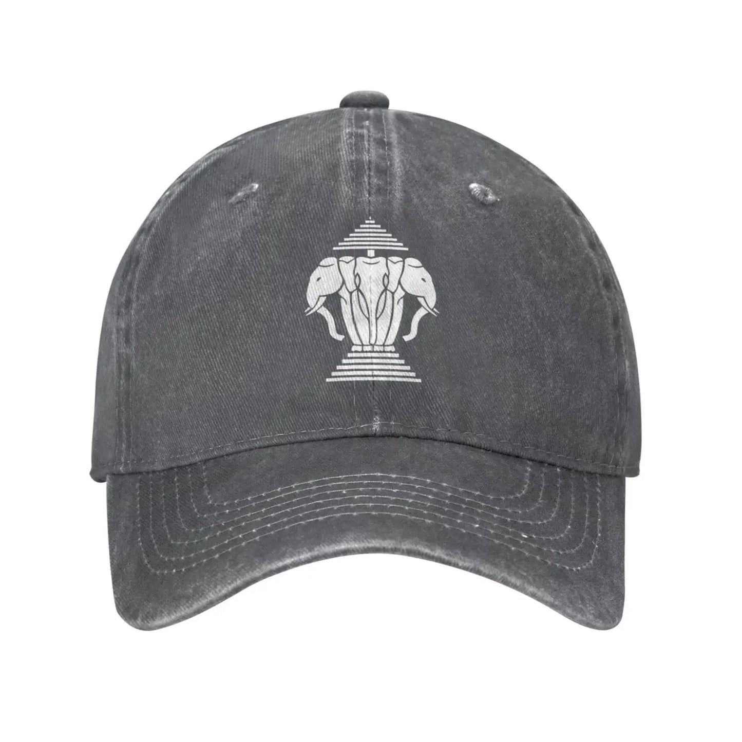 Laos Three Elephant Washed Denim Cap