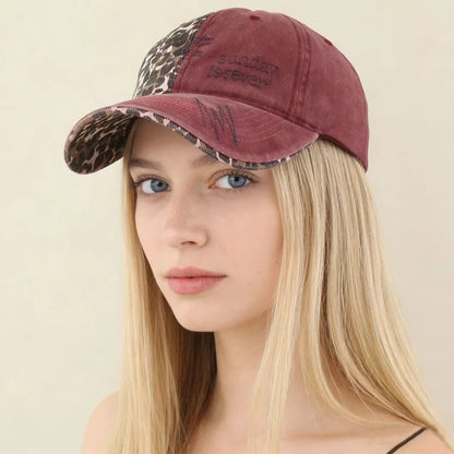 Leopard Patchwork Letter Snapback Baseball Cap