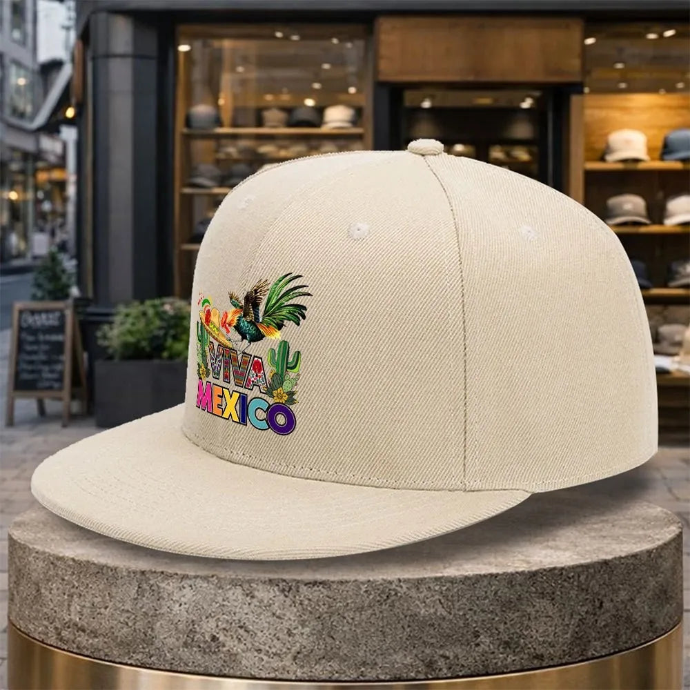 Viva Mexico Rooster Print Adjustable Snapback Cap