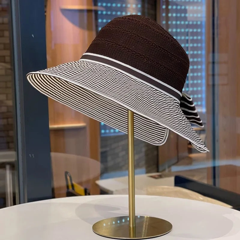 French Style Women's Sun Hat Foldable Breathable Summer Size 56-58cm