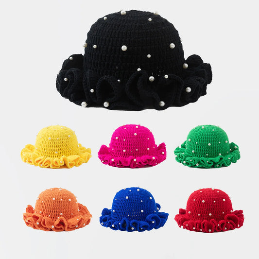 Women Handmade Crochet Ruffled Bucket Hat