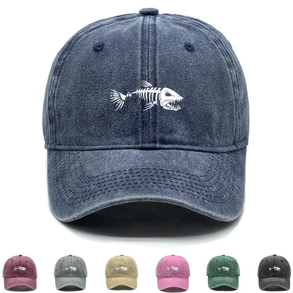 White Fish Bones Distressed Baseball Cap