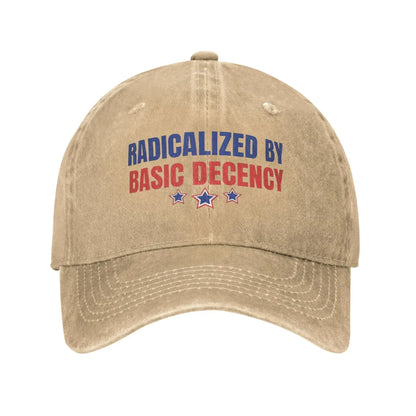 Radicalized By Basic Decency Distressed Washed Baseball Cap