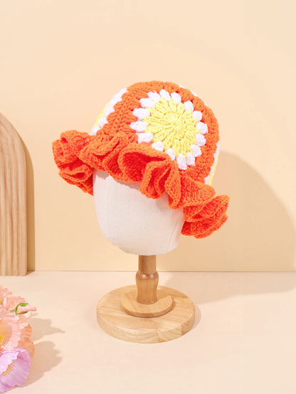 Vintage Floral Crochet Bucket Hat