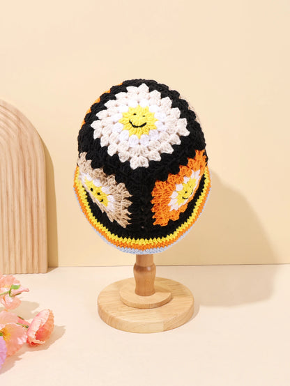 Vintage Smiley Crochet Street Bucket Hat