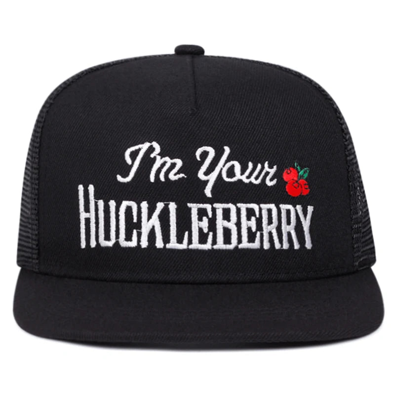 Unisex Flat Brim Letter Embroidered Mesh Snapback Cap