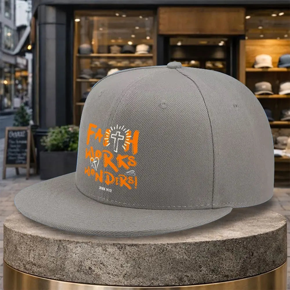 Faith Works Cross Print Snapback Cap