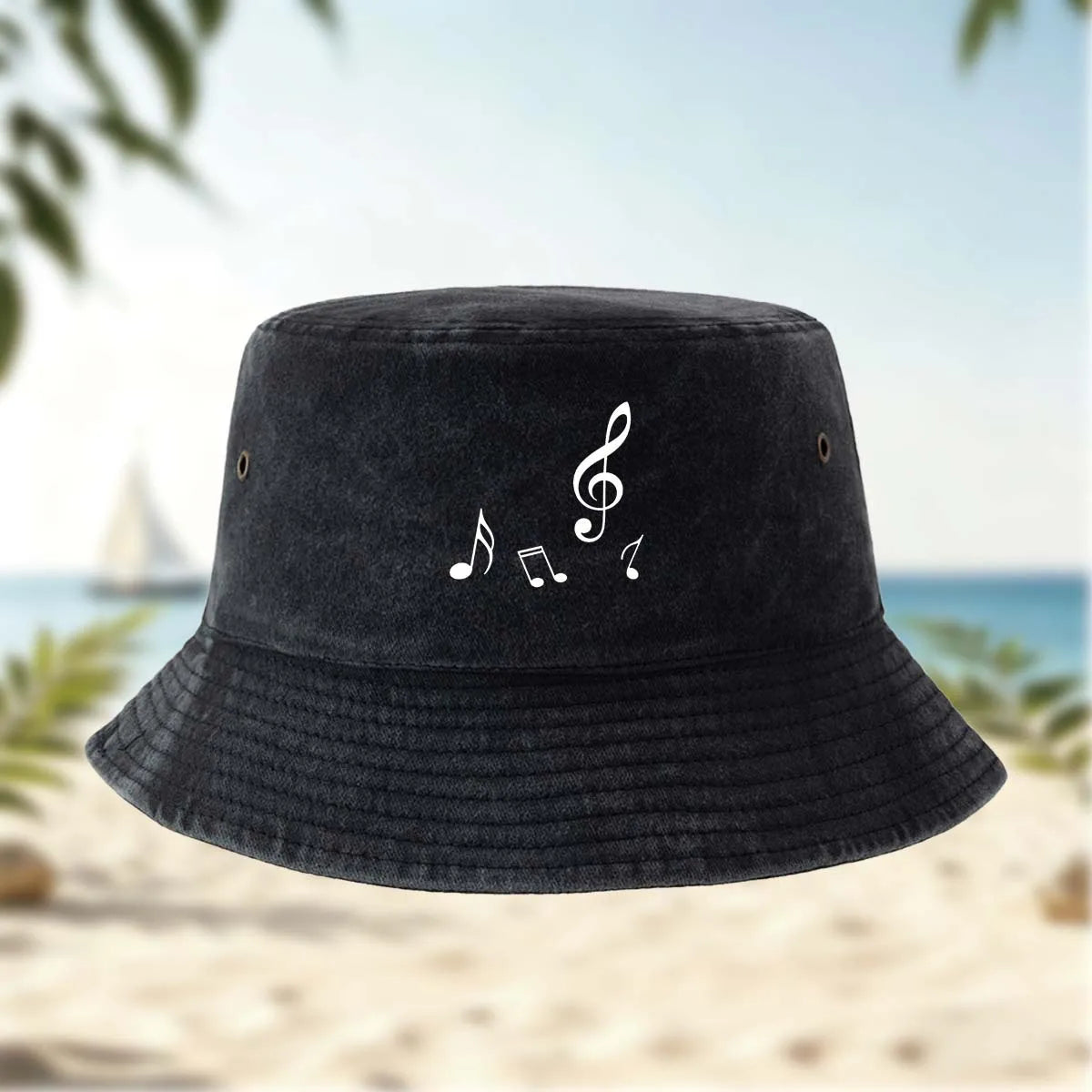 Musical Note Print Bucket Hat Classic Style