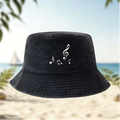 Musical Note Print Bucket Hat Classic Style