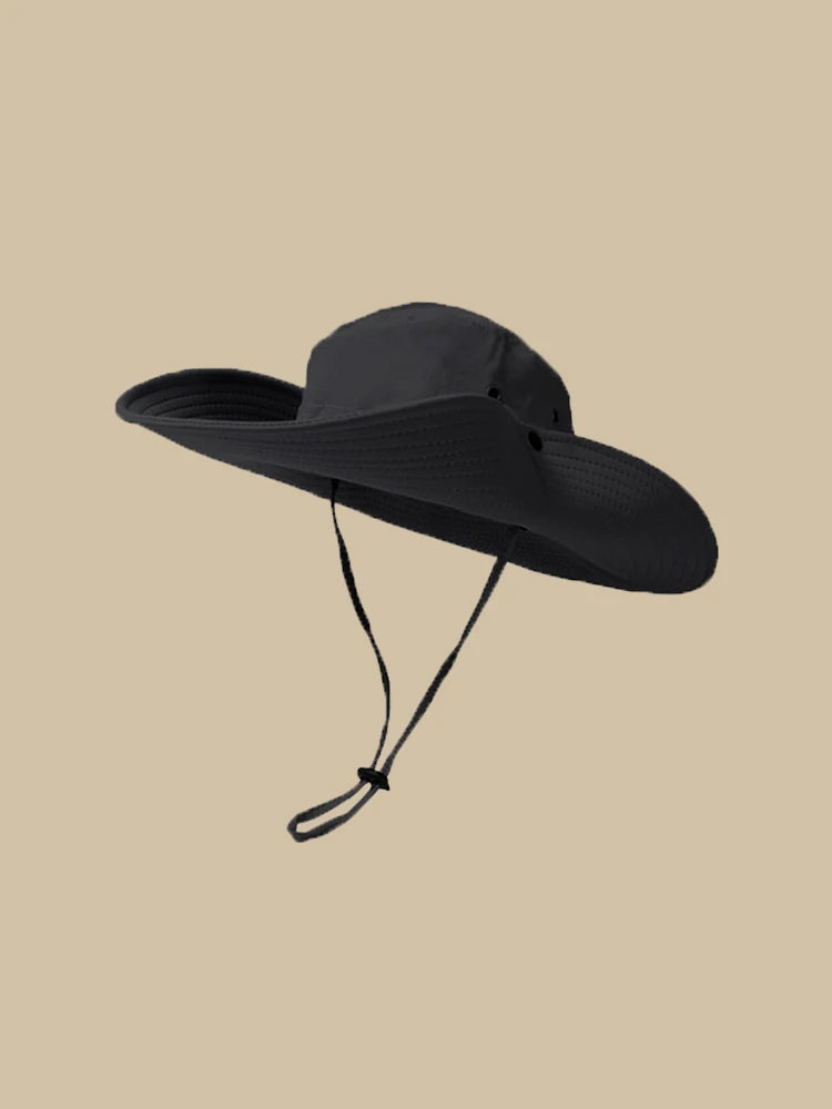 UPF Wide Brim Detachable Face Mask Bucket Hat