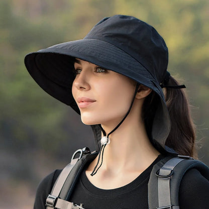 Wide Brim UV Protection Bonnet Bucket Hat