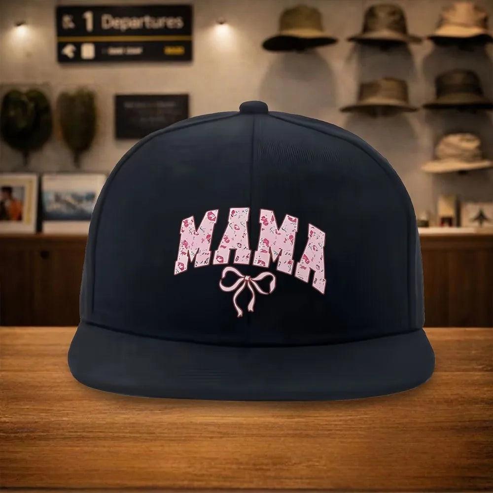 Mama Leopard Print Bow Snapback Cap