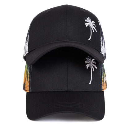 Unisex Coconut Tree Embroidery Baseball Net Caps