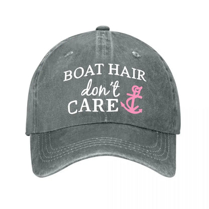 Boat Hair Don't Care Green Washed Baseball Cap