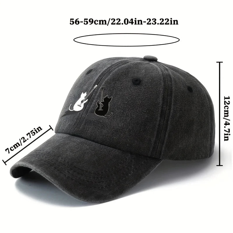 Cat Guitar Pattern Lightweight Duckbill Baseball Cap