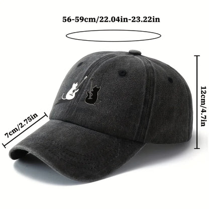 Cat Guitar Pattern Lightweight Duckbill Baseball Cap