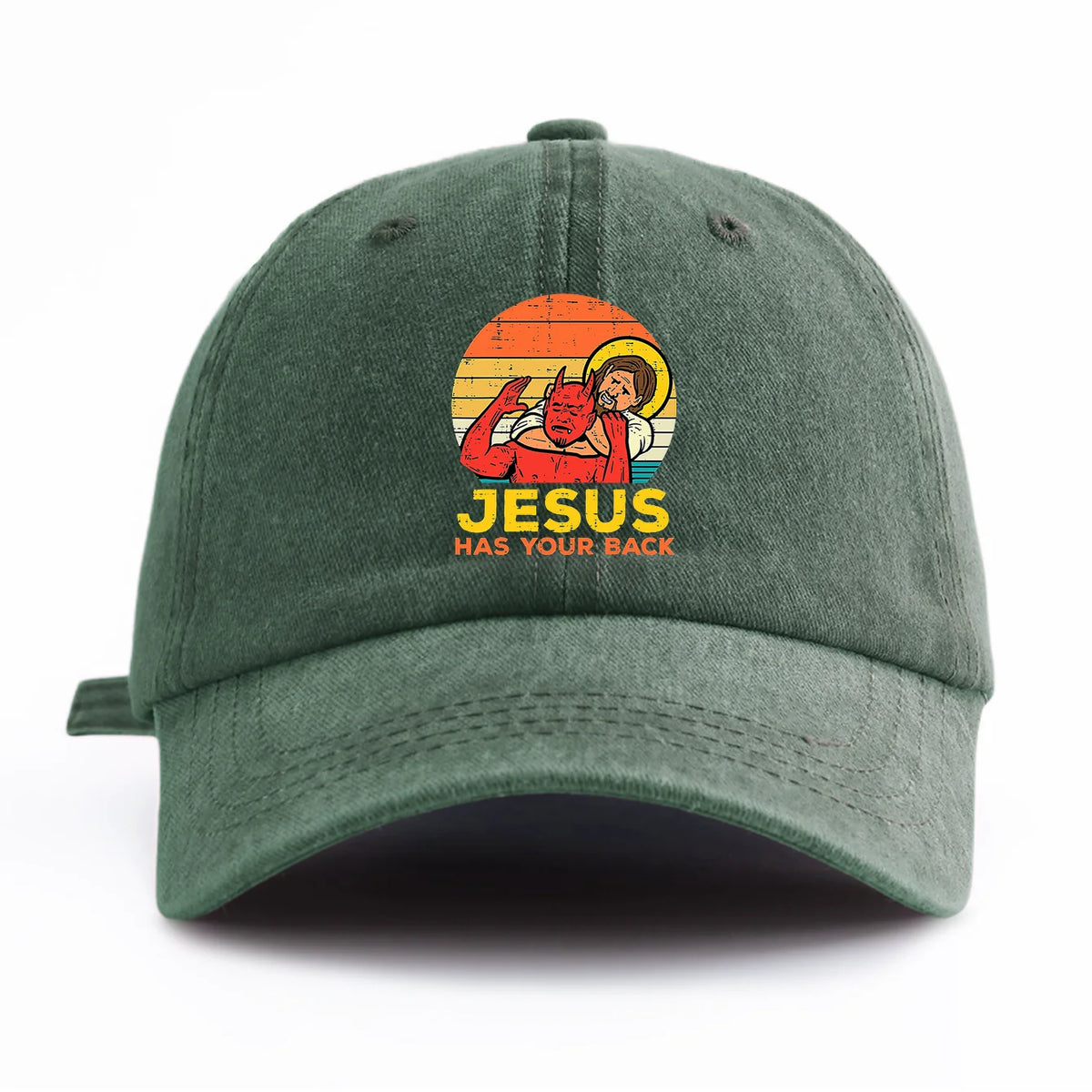 Jesus Has U Back Retro Washed Baseball Cap