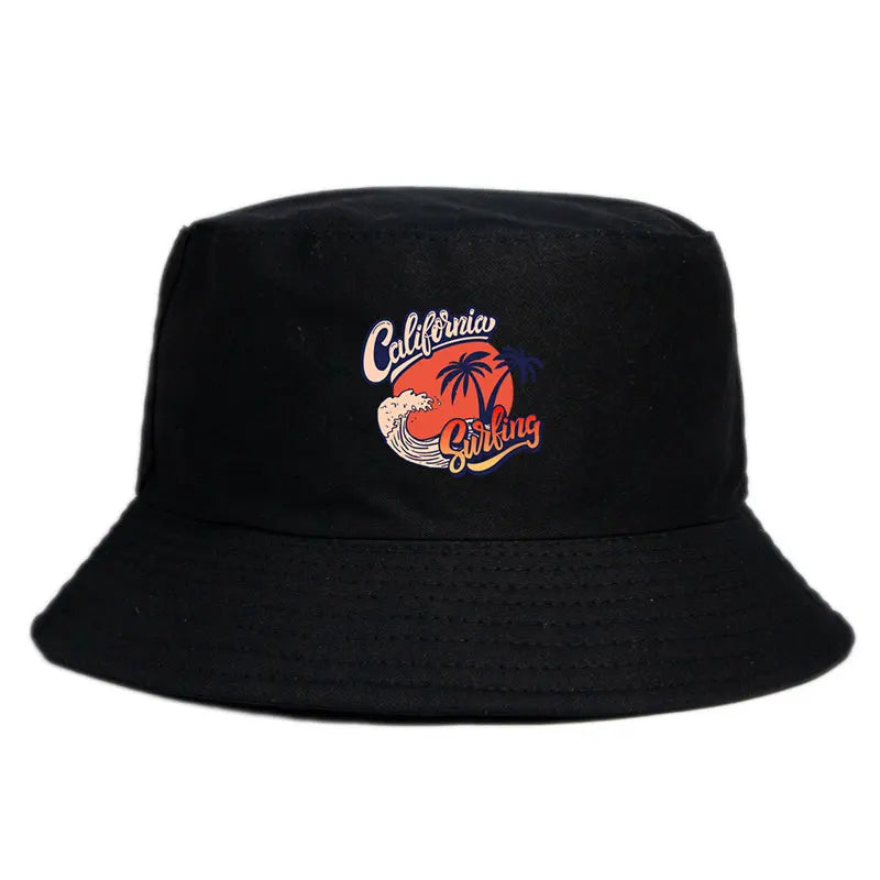 California Surfing Pattern Reversible Sport Bucket Hat