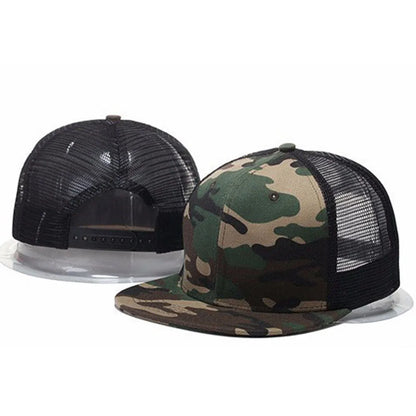 Rivet Embellished Hip-Hop Mesh Visor Snapback Cap