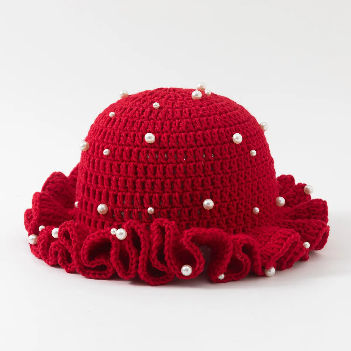 Women Handmade Crochet Ruffled Bucket Hat