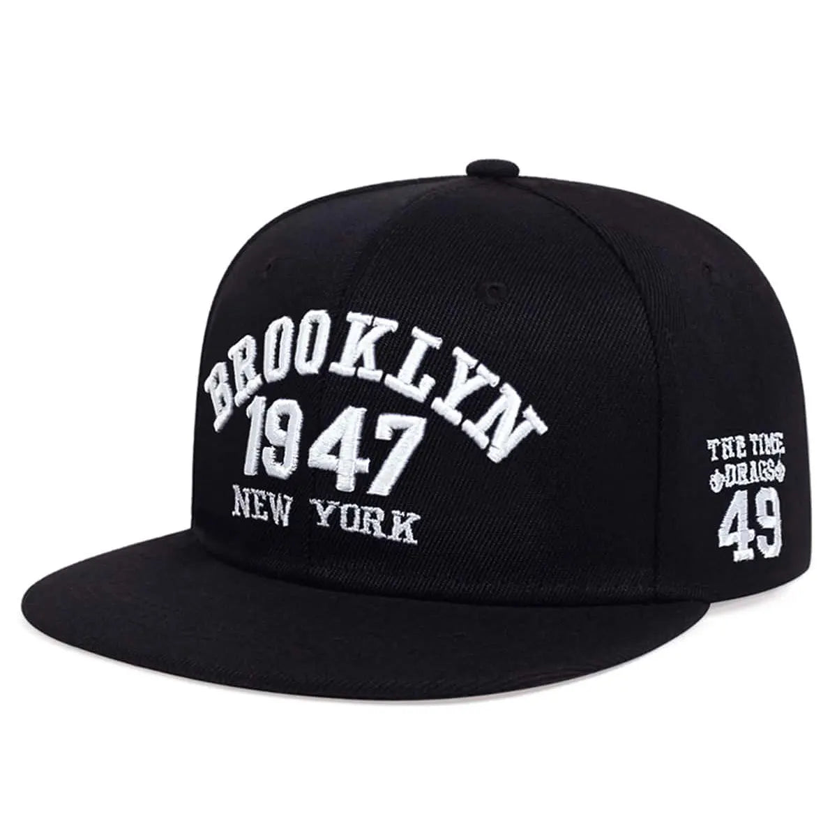 Brooklyn Embroidered Flat Brim Snapback Cap