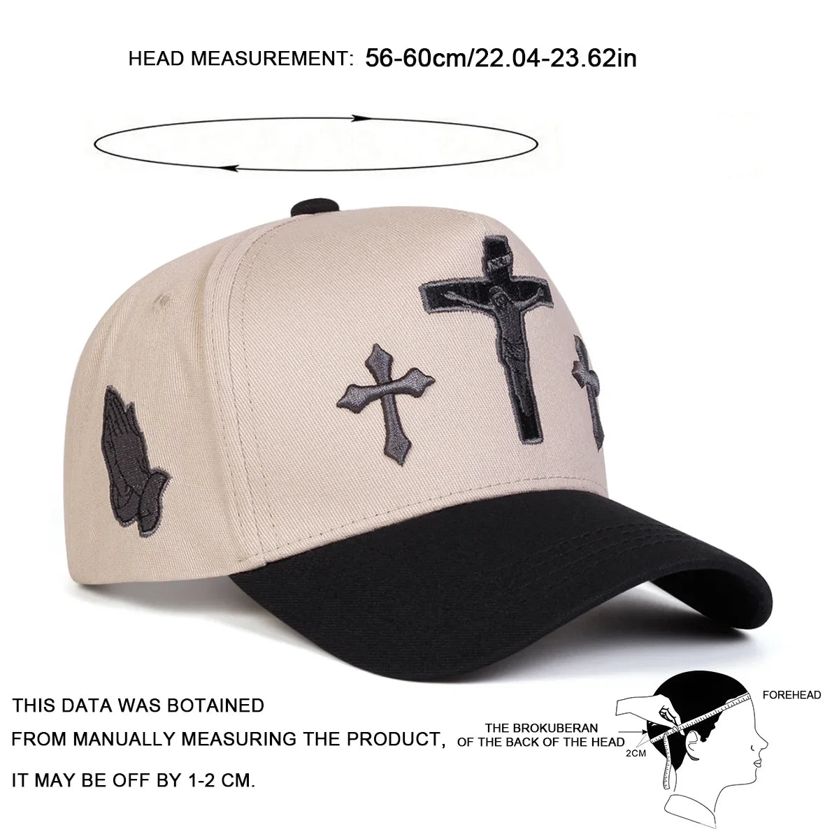 Cross Embroidery Adjustable Outdoor Baseball Cap