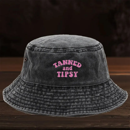 1pc Letter Design Print Washed Bucket Hat