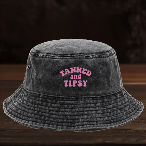 1pc Letter Design Print Washed Bucket Hat