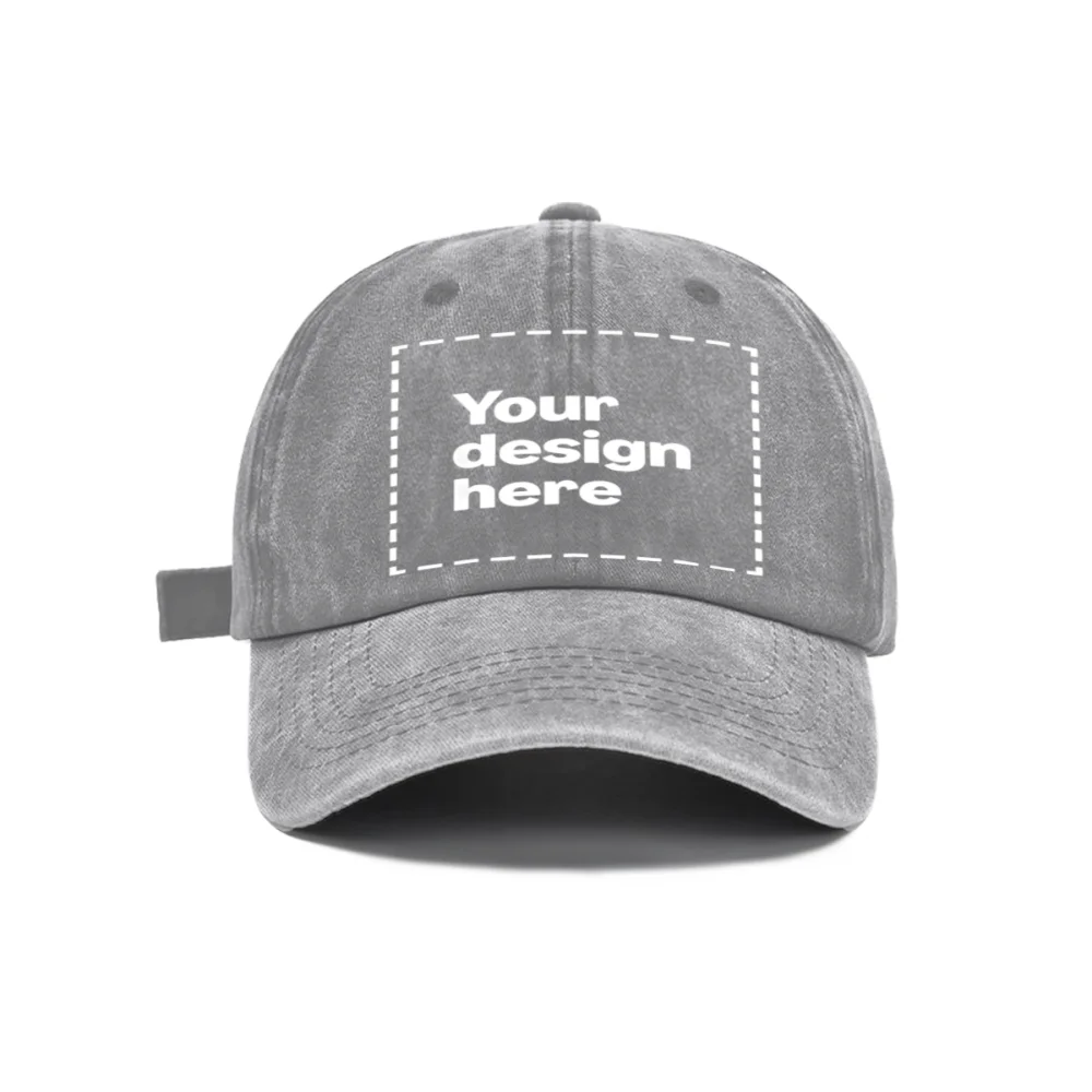 Personalized Vintage Washed Baseball Cap Custom Name Logo Text Dad Hat Adjustable Casual Hat For Men Women Printed In USA