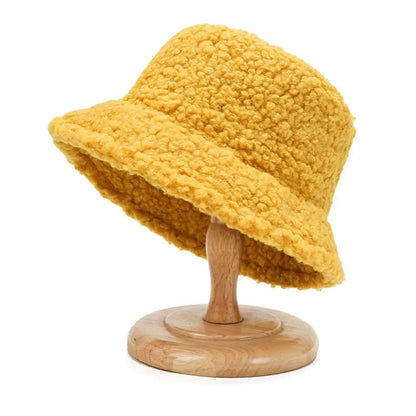 Women Faux Fur Lamb Wool Fisherman Bucket Hat