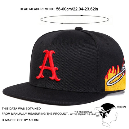 Unisex A Letter Embroidered Snapback Cap