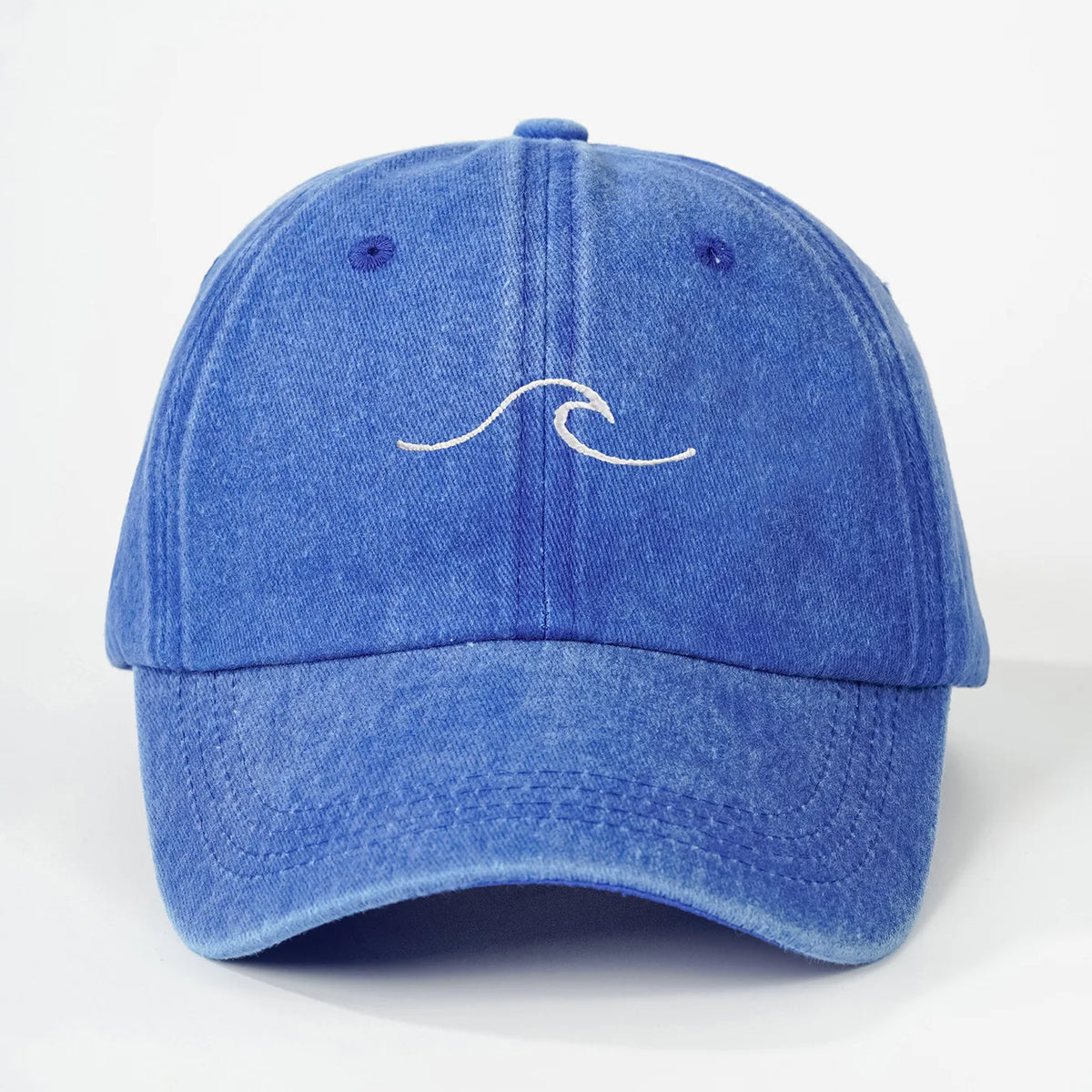 Wave Ripple Embroidered Cotton Baseball Cap
