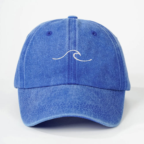 Wave Ripple Embroidered Cotton Baseball Cap