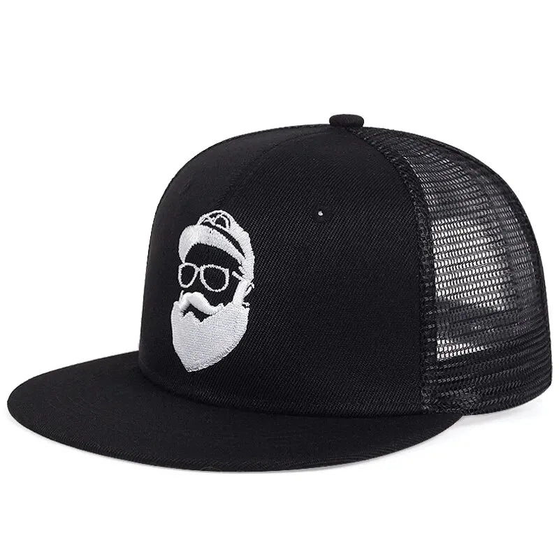 Uncle Beard Embroidered Mesh Snapback Cap