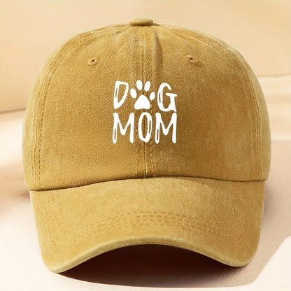Classic Washed Retro Dog Mom Printed Baseball Cap