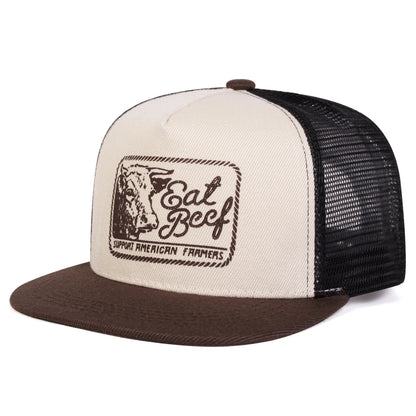 EAT BEEF Embroidery Casual Snapback Cap