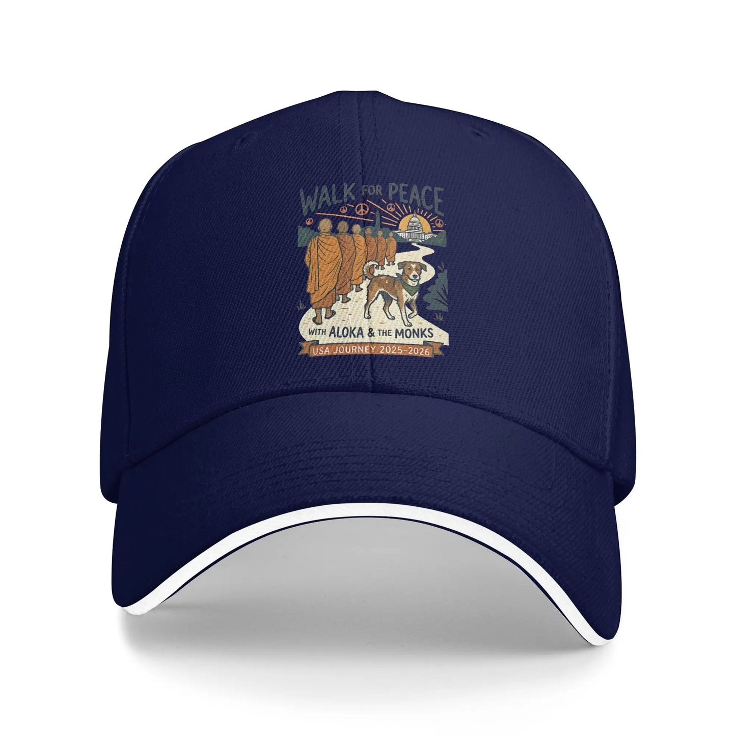 Peace Walking Monks Sun Baseball Cap Summer Casual