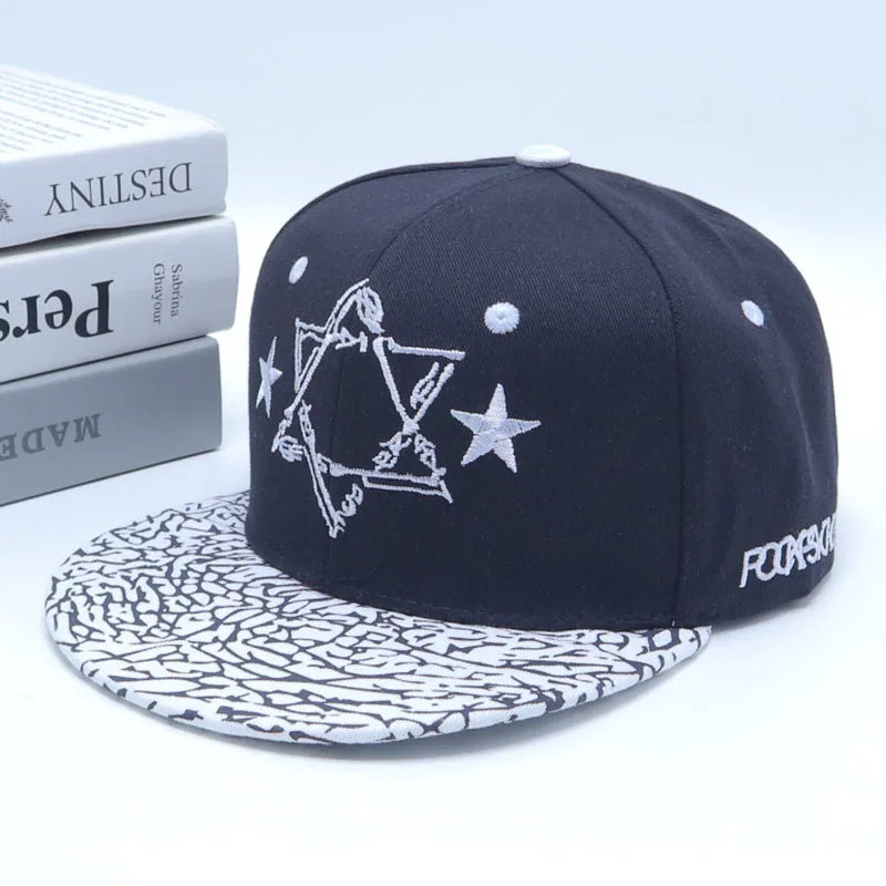 Embroidered Cotton Flat Brim Hip-Hop Snapback Cap