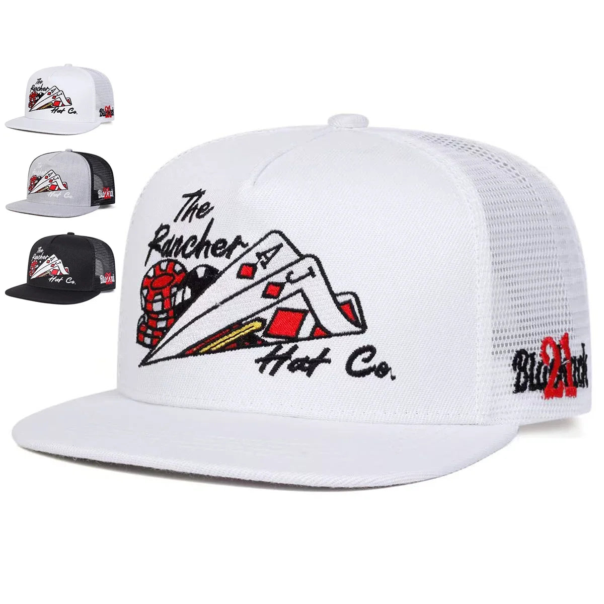 Unisex Poker Embroidered Mesh Snapback Cap