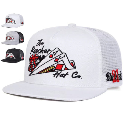 Unisex Poker Embroidered Mesh Snapback Cap